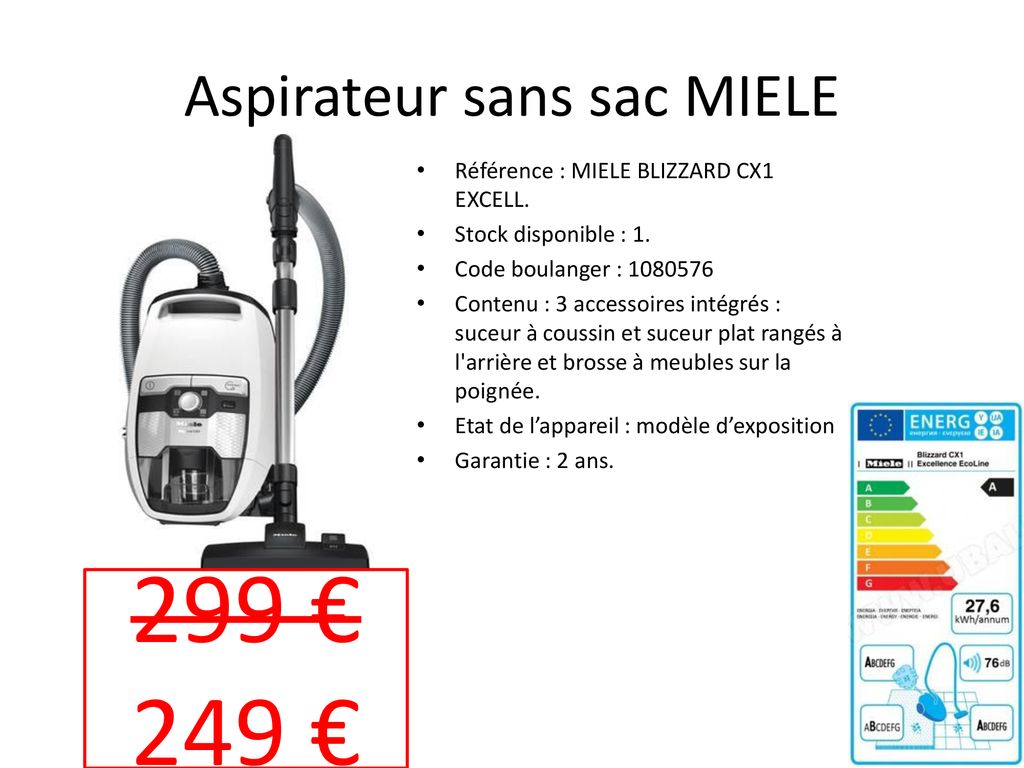 Aspirateur miele sans online sac boulanger